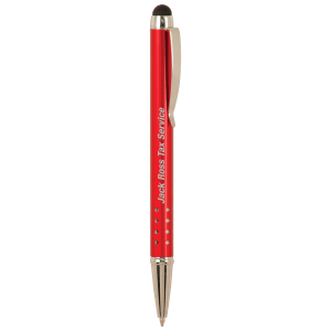 Red with Silver Trim Laserable Pen with Stylus - LP833