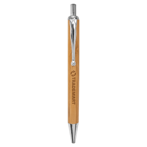 Bamboo with Silver Trim Laserable Pen - LP867