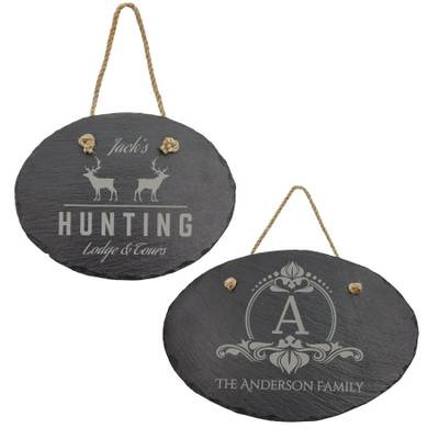 Oval Slate Decor with Hanger String