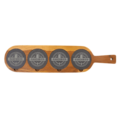 18 1/2" x 4 1/4" Acacia Wood/Slate Serving Board