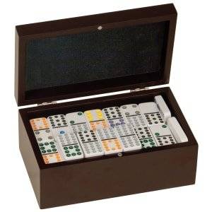 Rosewood Finish Double Twelves Dominos Set with 91 Dominos - DOM01