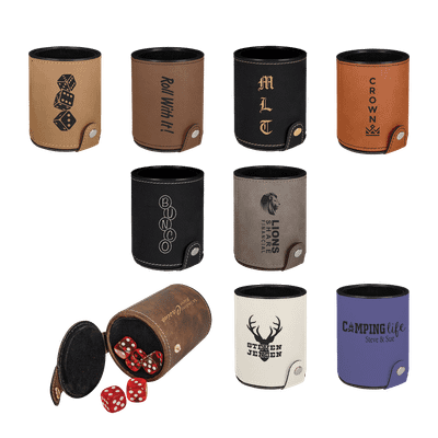 Laserable Leatherette Dice Cup with 5 Dice