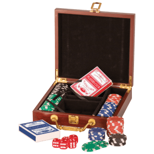 Rosewood Finish 100 Chip Poker Set - PKR01