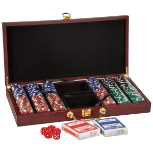 Rosewood Finish 300 Chip Poker Set - PKR02