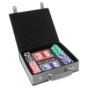 Gray/Black Laserable Leatherette 100 Chip Poker Set - PKR305