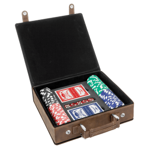 Rustic/Gold Laserable Leatherette 100 Chip Poker Set - PKR310