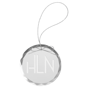3 1/4" Clear Round Glass Ornament with Silver String