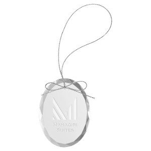 3 1/4" Clear Oval Glass Ornament with Silver String