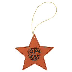 Rawhide Laserable Leatherette Star Ornament with Gold String - GFT1064