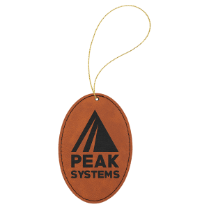 Rawhide Laserable Leatherette Oval Ornament with Gold String - GFT1079