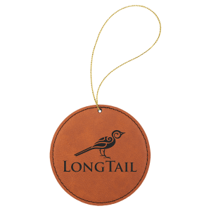Rawhide Laserable Leatherette Round Ornament with Gold String - GFT1094