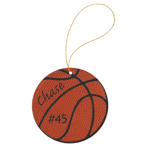 Basketball Laserable Leatherette Round Ornament with Gold String - GFT1100