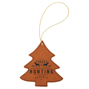 Rawhide Laserable Leatherette Tree Ornament with Gold String - GFT1109
