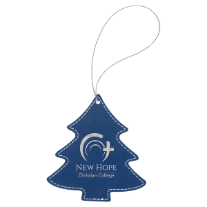 Blue/Silver Laserable Leatherette Tree Ornament with Silver String - GFT1114