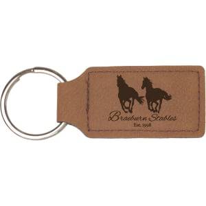 2 3/4" x 1 1/4" Dark Brown Laserable Leatherette Rectangle Keychain - GFT178