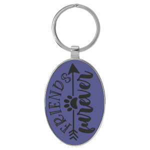 3" x 1 3/4" Laserable Leatherette/Metal Purple Oval Keychain - GFT2163