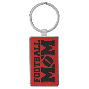 2 3/4" x 1 1/4" Laserable Leatherette/Metal Red Rectangle Keychain - GFT2181