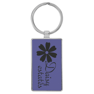 2 3/4" x 1 1/4" Laserable Leatherette/Metal Purple Rectangle Keychain - GFT2183