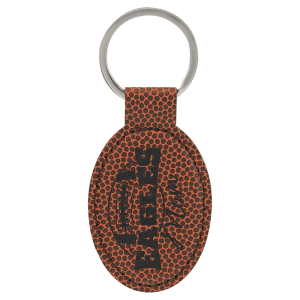 3" x 1 3/4" Football Laserable Leatherette Oval Keychain - GFT2372