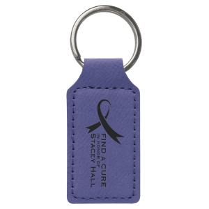 2 3/4" x 1 1/4" Purple Laserable Leatherette Rectangle Keychain - GFT2381