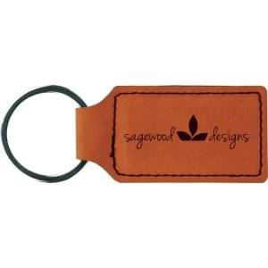 2 3/4" x 1 1/4" Rawhide Laserable Leatherette Rectangle Keychain - GFT263