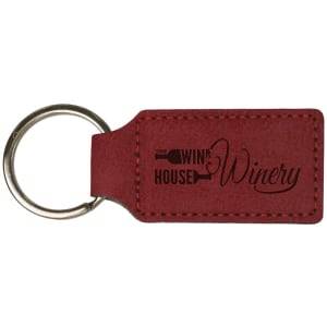 2 3/4" x 1 1/4" Rose Laserable Leatherette Rectangle Keychain - GFT366