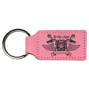 2 3/4" x 1 1/4" Pink Laserable Leatherette Rectangle Keychain - GFT367