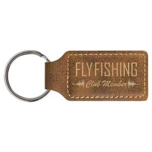 2 3/4" x 1 1/4" Rustic/Gold Laserable Leatherette Rectangle Keychain - GFT702