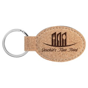 3" x 1 3/4" Cork Oval Keychain - GFT777