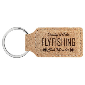 2 3/4" x 1 1/4" Cork Rectangle Keychain - GFT778