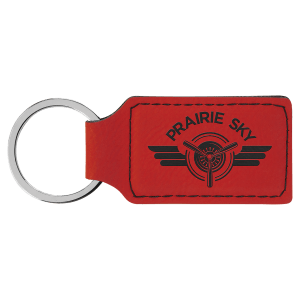 2 3/4" x 1 1/4" Red Laserable Leatherette Rectangle Keychain - GFT901