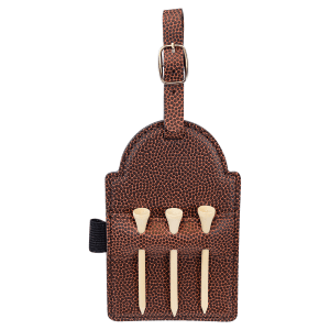 5" x 3 1/4" Football Laserable Leatherette Golf Bag Tag with 3 Wooden Tees - GFT2023