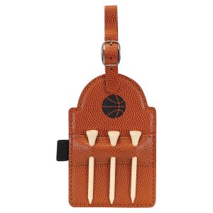 5" x 3 1/4" Basketball Laserable Leatherette Golf Bag Tag with 3 Wooden Tees - GFT2024
