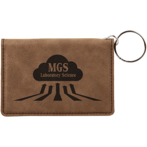 4 1/4" x 3" Dark Brown Laserable Leatherette Keychain ID Holder - GFT234