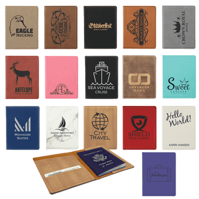 4 1/4" x 5 1/2" Laserable Leatherette Passport Holder