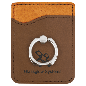 Dark Brown Laserable Leatherette Phone Wallet with Silver Ring - GFT1122