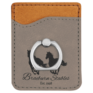 Gray Laserable Leatherette Phone Wallet with Silver Ring - GFT1125