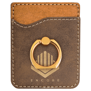 Rustic/Gold Laserable Leatherette Phone Wallet with Gold Ring - GFT1129