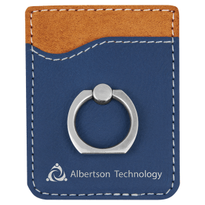 Blue/Silver Laserable Leatherette Phone Wallet with Silver Ring - GFT1130