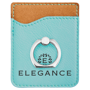 Teal Laserable Leatherette Phone Wallet with Silver Ring - GFT1131