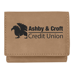 3" x 4" Light Brown Laserable Leatherette Trifold Wallet - GFT1185
