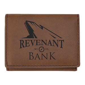 3" x 4" Dark Brown Laserable Leatherette Trifold Wallet - GFT1186