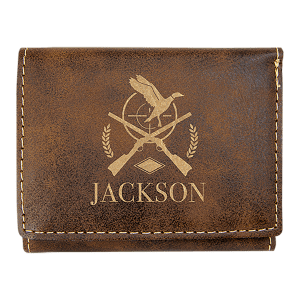 3" x 4" Rustic/Gold Laserable Leatherette Trifold Wallet - GFT1191