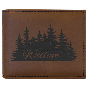 Dark Brown Laserable Leatherette Bi-Fold Wallet w/Flip ID Display - GFT1286
