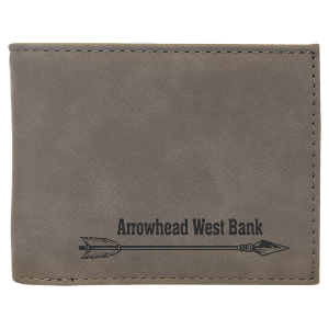 Gray Laserable Leatherette Bi-Fold Wallet w/Flip ID Display - GFT1289