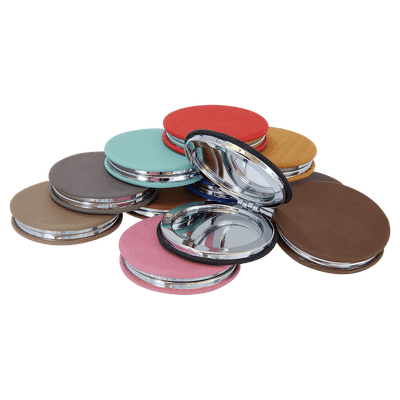 2 1/2" Laserable Leatherette Compact Mirror