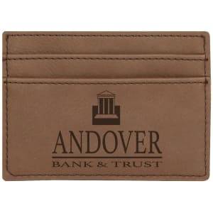 4" x 2 3/4" Dark Brown Laserable Leatherette Wallet Clip - GFT198