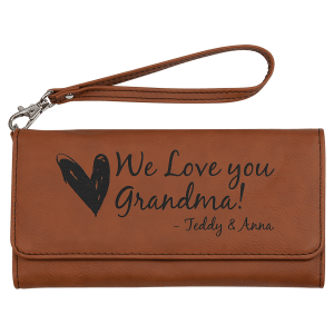 7 1/2" x 4" Rawhide Laserable Leatherette Wallet with Strap - GFT2136