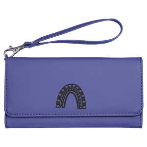 7 1/2" x 4" Purple Laserable Leatherette Wallet with Strap - GFT2144