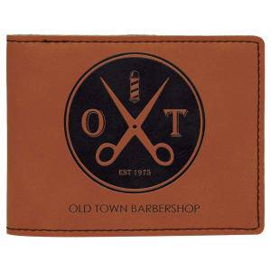 4 1/2" x 3 1/2" Rawhide Laserable Leatherette Bifold Wallet - GFT269